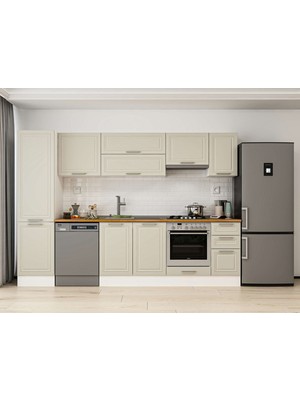 Alvinka 290X210 cm Mbr_c Mdf Mutfak Dolabı Beyaz Kumtaşı MB-E80B50S40-1