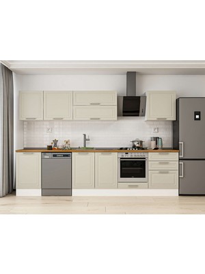 Alvinka 310X210 cm Mbr_c Mdf Mutfak Dolabı Beyaz Kumtaşı M-E80S50S60-2