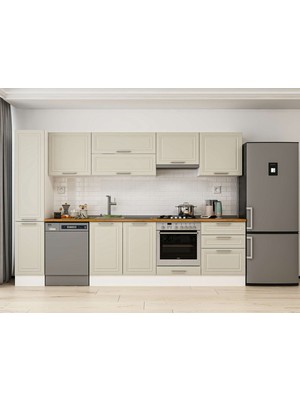 Alvinka 300X210 cm Mbr_c Mdf Mutfak Dolabı Beyaz Kumtaşı MB-E80B40S60-1
