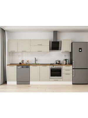 Alvinka 300X210 cm Mbr_c Mdf Mutfak Dolabı Beyaz Kumtaşı M-E90S45S45-2
