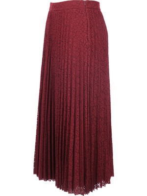 Ekol Kadın Midi Pileli Dantel Etek - Günlük Şık Vintage Tarz