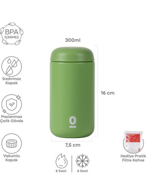 Espressolab Yeşil Paslanmaz Çelik Mini Mug Termos 300 ml | NO:117