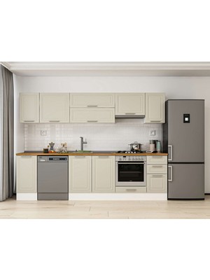 Alvinka 290X210 cm Mbr_c Mdf Mutfak Dolabı Beyaz Kumtaşı M-E90S40S40-1
