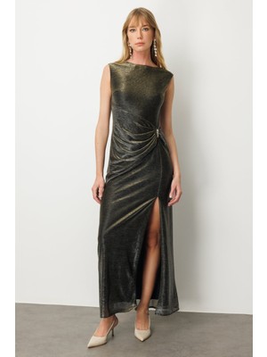 Ekol  Maxi Boy Parlak Kumaş Elbise 25YEKL05092