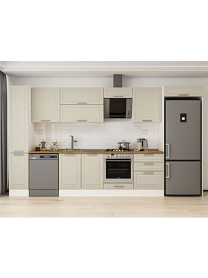 Alvinka 380X222 cm Mbr_c Mdf Mutfak Dolabı Beyaz Kumtaşı MBB-E80B40S60-2