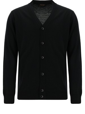 Abdullah Kiğılı V Yaka Düğmeli Nakışlı Yün Triko Hırka