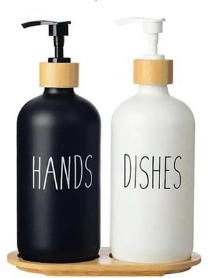 Karokstore 2'li Black-White Siyah Beyaz Sıvı Sabunluk 500-ML Alt Tepsili