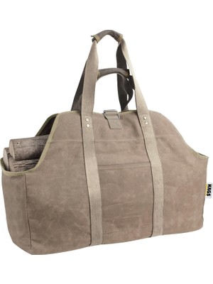 Karokstore Ağır Hizmet Çantası, Waxed Kanvas, Şömine Odun Çantası, Şömine Odunluk Kamp Için Yakacak Kütük Taşıma Depolama Çantası, Şömine Odun Sobası Aksesuarları - Büyük Boy - Haki