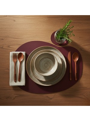 Grand Fine Art 2 Kişilik 4 Parça Deri Amerikan Servis 30X44 Cm-Silinebilir Supla-Kendinden Bardak Altlıklı