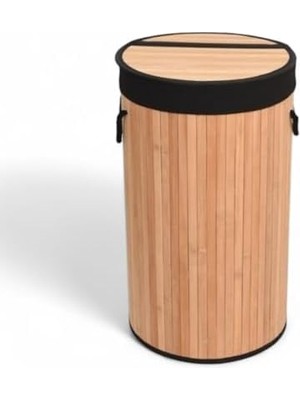 Karokstore El Yapımı Hasır Katlanır Çamaşır Sepeti Yuvarlak 55 Litre (35CM*35CM*61CM), Doğal Malzemeden Üretilmiş Çamaşırlık