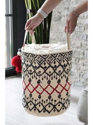 Karokstore Store Dekoratif Kumaş Saklama Sepeti – Büyük Boy, Kulplu, Çok Amaçlı Organizer ve Düzenleyici