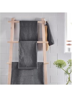 Karokstore 4 Adet El Havlusu, Koyu Gri Renk 30X30 cm Pamuk,4 Li El-Kurulama Havlu
