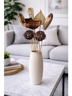 B'Clara Home Tropikal Natürel Dekoratif Kuru Çiçek Vazo Çiçeği
