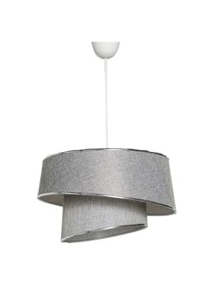 Karokstore Lüks Tasarım Metal ve Gri Kumaş Gövde - LED ve Ampul Uyumlu Ayarlanabilir Asma Tavan Lambası