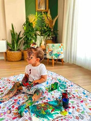 Karokstore Su Geçirmez, Yer/masa Örtüsü, Aktivite, Yemek ve Oyun Için, Doğa Dostu ve Çevreci, Ekoteks Sertifikalı, (150X150CM) (150X150CM)