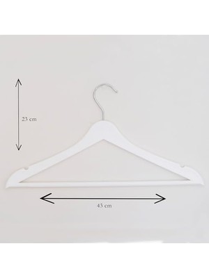 Karokstore Ahşap Görünümlü Plastik Askı, Elbise Askısı, Gömlek Askısı, Pantolon Askısı, Tişört Askısı (12, Beyaz)