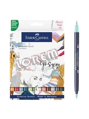 Karokstore Goldfaber Markör Seti, 12’li, Çift Uçlu, 0.6 mm  Uç, Kalıcı Alkol Bazlı Mürekkep, Geri Dönüştürülmüş Gövde