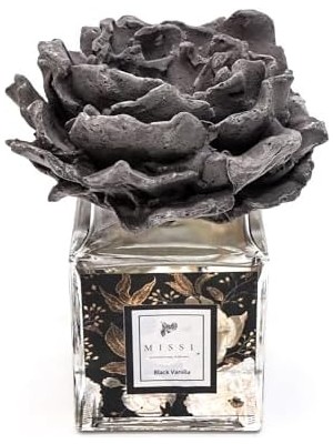 Karokstore 220 ml Gri Çiçekli Seramik Taşlı Vanilya Oda Kokusu