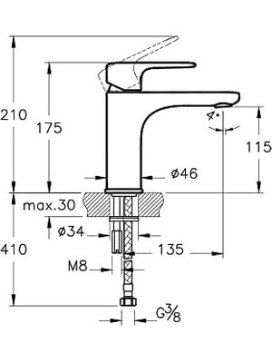 Karokstore Ovalis A42798 Yüksek Lavabo Bataryası, Krom