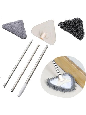 Karokstore Teleskopik Saplı 150 cm Üçgen Mop Cam Duvar Tavan Parke Temizleyici Mop