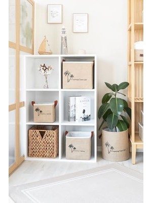 Karokstore Jüt Dolap Içi Organizer Takı, Makyaj, Banyo, Ofis Düzenleyici Saklama Kutusu 20X20X20 cm