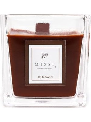 Karokstore Kare Cam Ahşap Fitilli Dark Kokulu Vegan Mum (8x8 Cm)