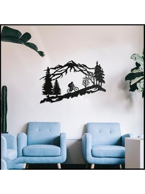 Karokstore Bisiklet Tırmanışı Metal Duvar Dekoru – Bisiklet Severler Için Hediye – Dağ, Ağaç ve Bisikletçi Tasarımı – Ev Dekoru ve Asılı Duvar Sanatı – Lazer Kesim (33-50CM) (64-99CM) ((33-50CM))