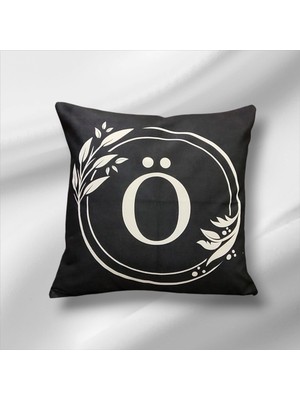 Mutlu Köşe "ö" Harfli Çift Taraflı Pamuk Keten Premium Dizayn Kırlent Kılıfı