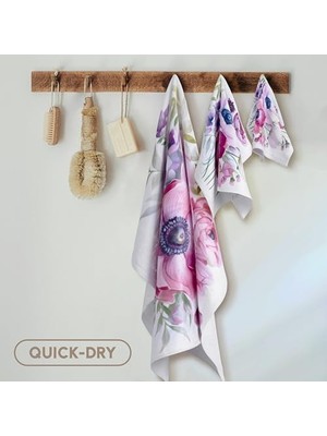 Karokstore 3D Gül Tenis Aşk Desenli Gri ve Pembe TWL_201737_1 Havlu, 38 cm x 55 Cm, Çok Renkli