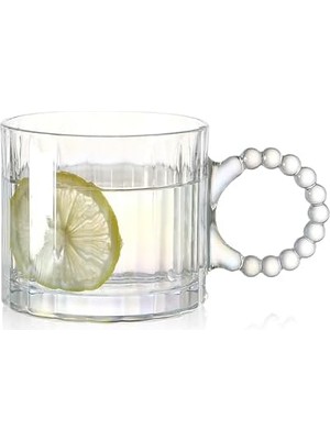 Karokstore Kristal Cam Bardak Seti, 300ML, 6 Parça, Boncuk Kulplu