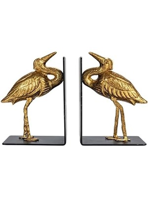 Karokstore Co-Op Dekoratif Dökme Demir Kuş Kitap Ayracı, Altın, 2'li Set