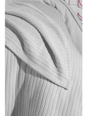 Karokstore Örgü PIKE%100 Pamuk Kalın Iplik Yumuşak Battal Boy 240 * 260 Beyaz