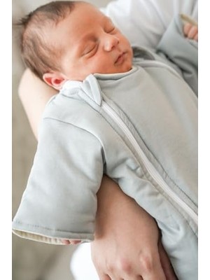 Karokstore Pamuk Bebek Uyku Tulumu - Elyaf Dolgulu ve Kolay Alt Değiştirme Için Çift Fermuarlı (Gri, 0-3 Ay)