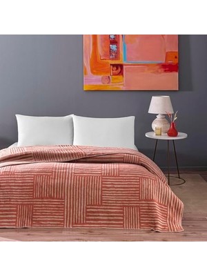 Karokstore Gable DESENLI%100 Pamuk Pamuk Battaniye, Kiremit, Tek Kişilik