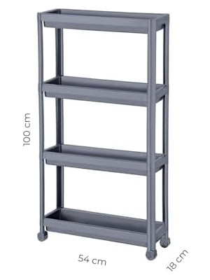 Karokstore Slim 4 Katlı Tekerlekli Raf Ünitesi - Dar Alanlar Için Mutfak & Banyo Organizer - Baharatlık & Havluluk Düzenleyici (Beyaz)