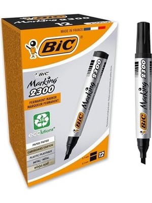 Karokstore Intensity Marker 2300 Kesik Uçlu Permanent Markör Siyah 12'li Kutu, 3,7 mm ile 5,5 mm Kalın Uç, Kapağı 1 Ay Açık Kalsa Da Kurumayan Mürekkep