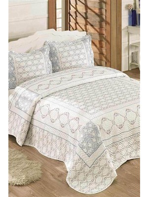 Karokstore Örtüm Lisa Çift Kişilik Kapitone Yatak Örtüsü Takımı - Mavi