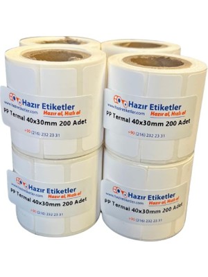 Karokstore Pp Termal Etiket 40MM x 30MM Ruloda 200 Adet Toplam 8 Rulo 1600 Adet Phomemo Yazıcılar ile Uyumlu