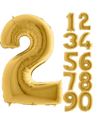 Karokstore 5dm 2 Rakam Balon Folyo Altın Sarısı 16 Inç