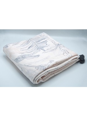 Karokstore Pamuk Açık Pembe Karışık Desen Dört Kenarı Püsküllü 150X150 cm Plaj Havlusu