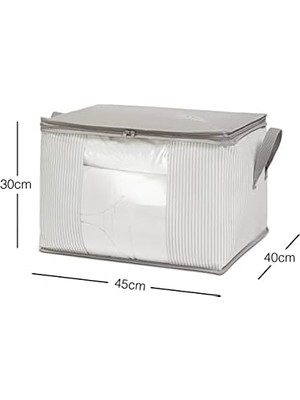 Karokstore Orta Boy Pvc Pencereli Gri Çizgili Stuff & Things Hurç 45 x 40 x 30 cm