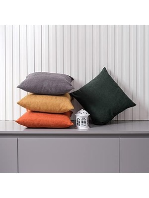 Karokstore Ölçü Seçenekli 2'li Kırlent Kılıfı Dekoratif Düz Sade Kadife Dokulu Yapılabilir 40X40 cm Yeşil
