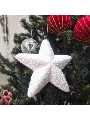 Karokstore Yılbaşı Ağaç Süsü Beyaz Yıldız 15CM AST7215