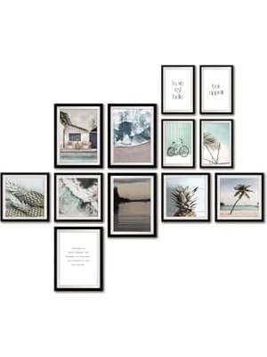 Karokstore 12 Parça Dekoratif Mdf Tablo Seti Çerçeve Görünümlü DKJ049