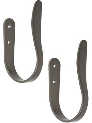 Karokstore Galeri Dekoratif Perde ve Perde Askısı, 2'li Set, Koyu Gri (Gunmetal)