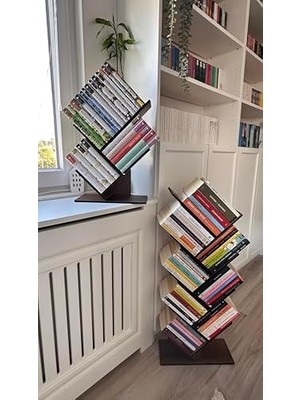 Karokstore - MK10 Geometrik 8 Raflı Ağaç Kitaplık (Büyük)