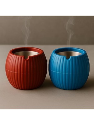 Karokstore Store Dekoratif Içi Metal Hazneli Küllük, Rüzgar Geçirmez, Masa Üstü ve Bahçe Kullanımı, Şık Tasarım, Sigara Küllüğü (2 Adet)