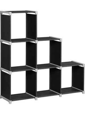 Karokstore 6'lı Küp Kitaplık, Dıy, Oturma Odası Için Organizatör, Siyah LSN63H