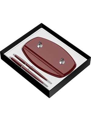 Karokstore 17 Ikili Kalem Masa Takımı Bordo Dolma Kalemtükenmez Kalem