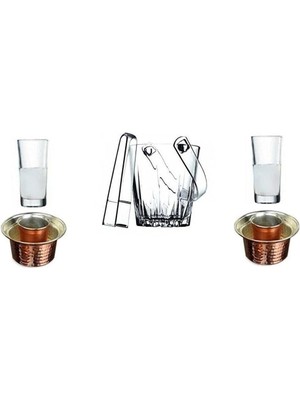Karokstore 6 Parça Meşrubat Rakı Bardak Bakır Ehlikeyf Buz Kovası Seti 869541202214456
